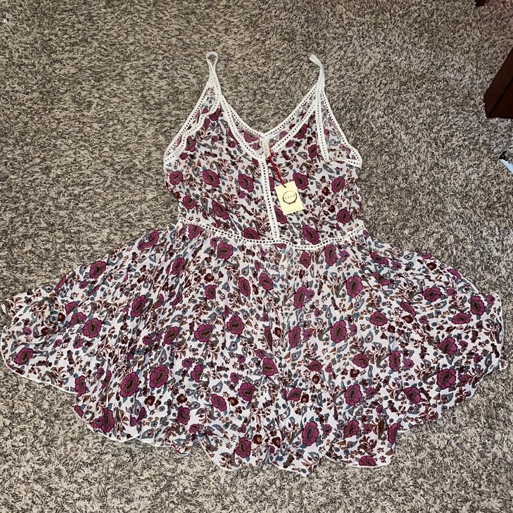 NWT RAGA summer bloom dress pink small bohemian flowy floral vneck spring vibes